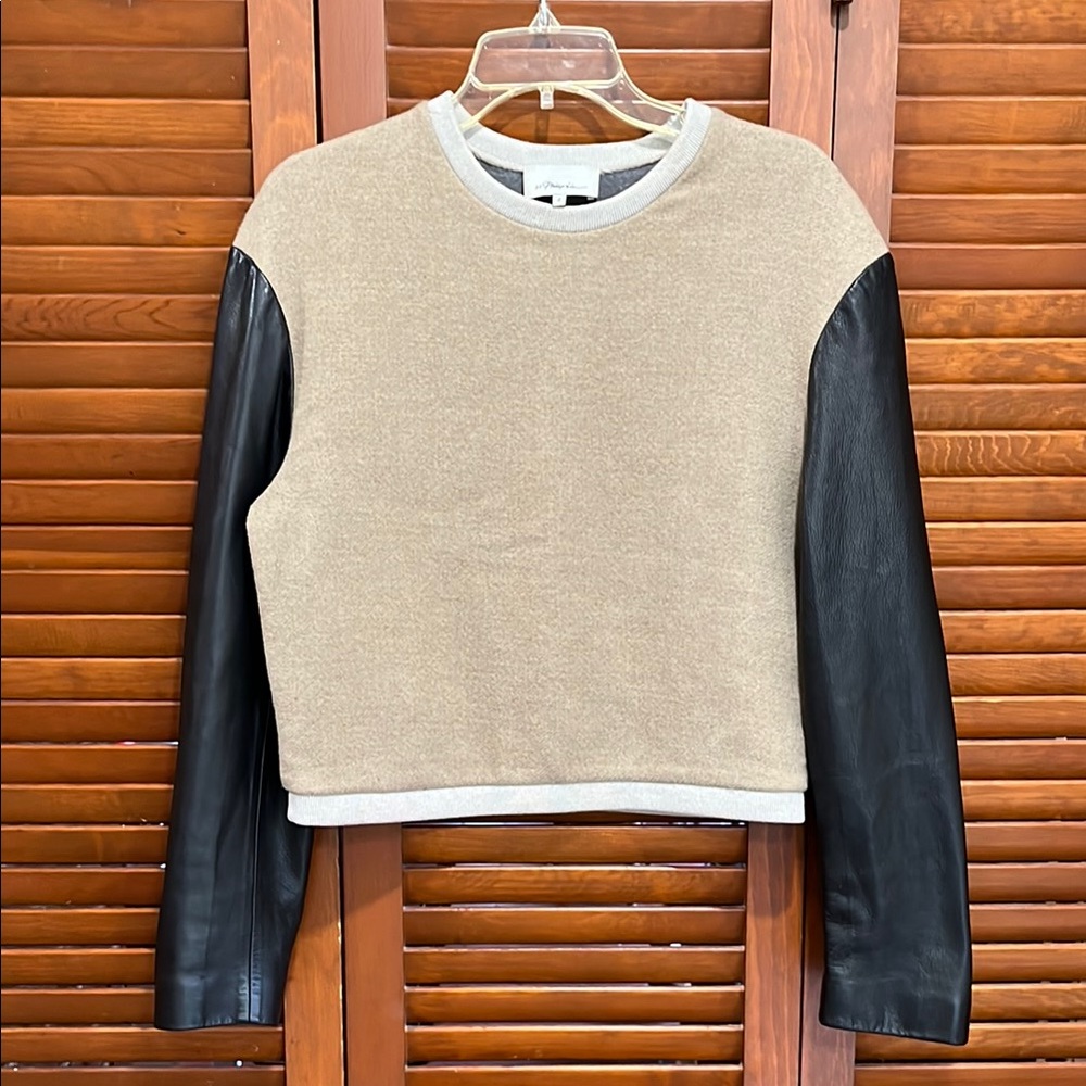 Rare Luxury 3:1 Phillip Lim Wool Sweater with Leather Sleeves